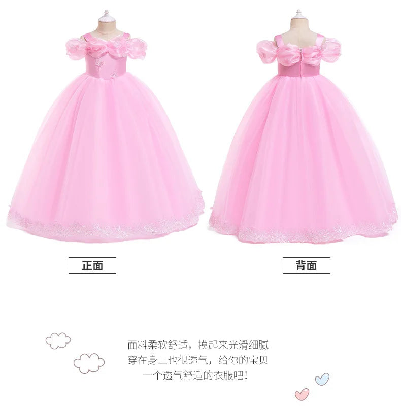 12 10 Yrs Girls Party Dresses Blue Butterfly Gala Prom Gown for Children Kids Formal Events Costume Birthday Princess Clothes