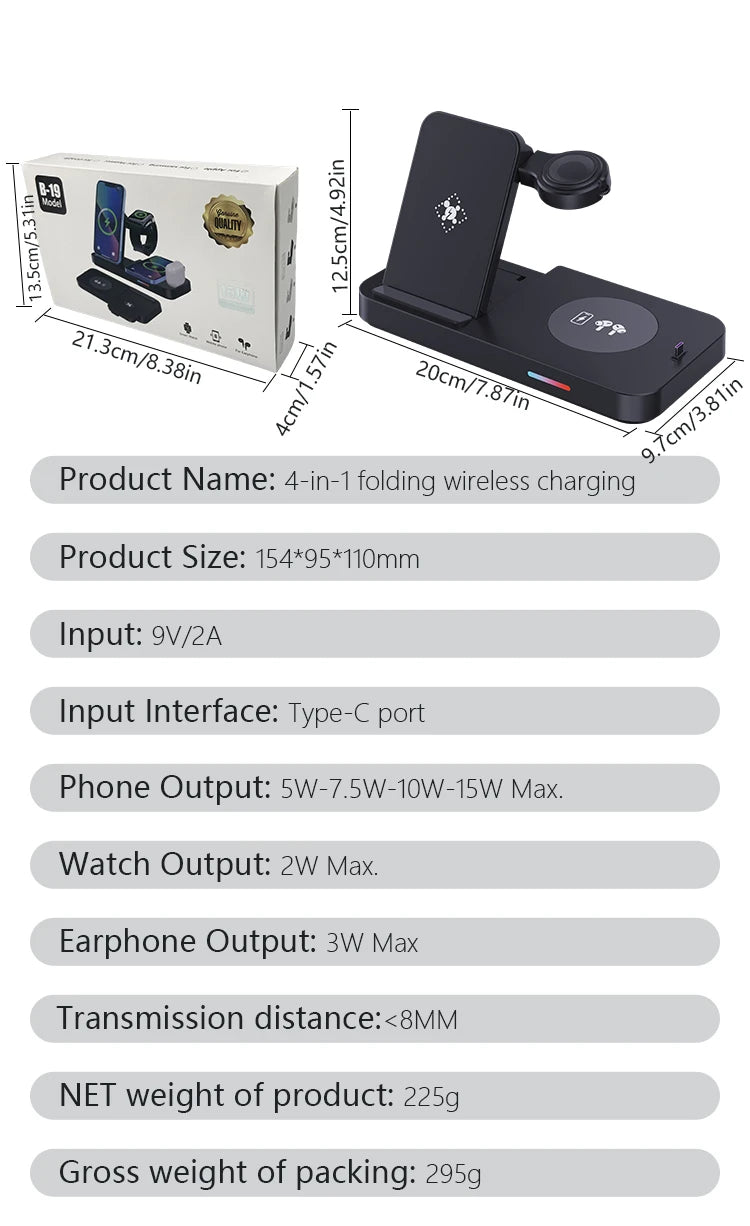3 in 1Wireless Charger Stand Fast Charging Dock Station Type C For Watch Huawei iPhone 15 14 13 12 Pro Max Earbuds