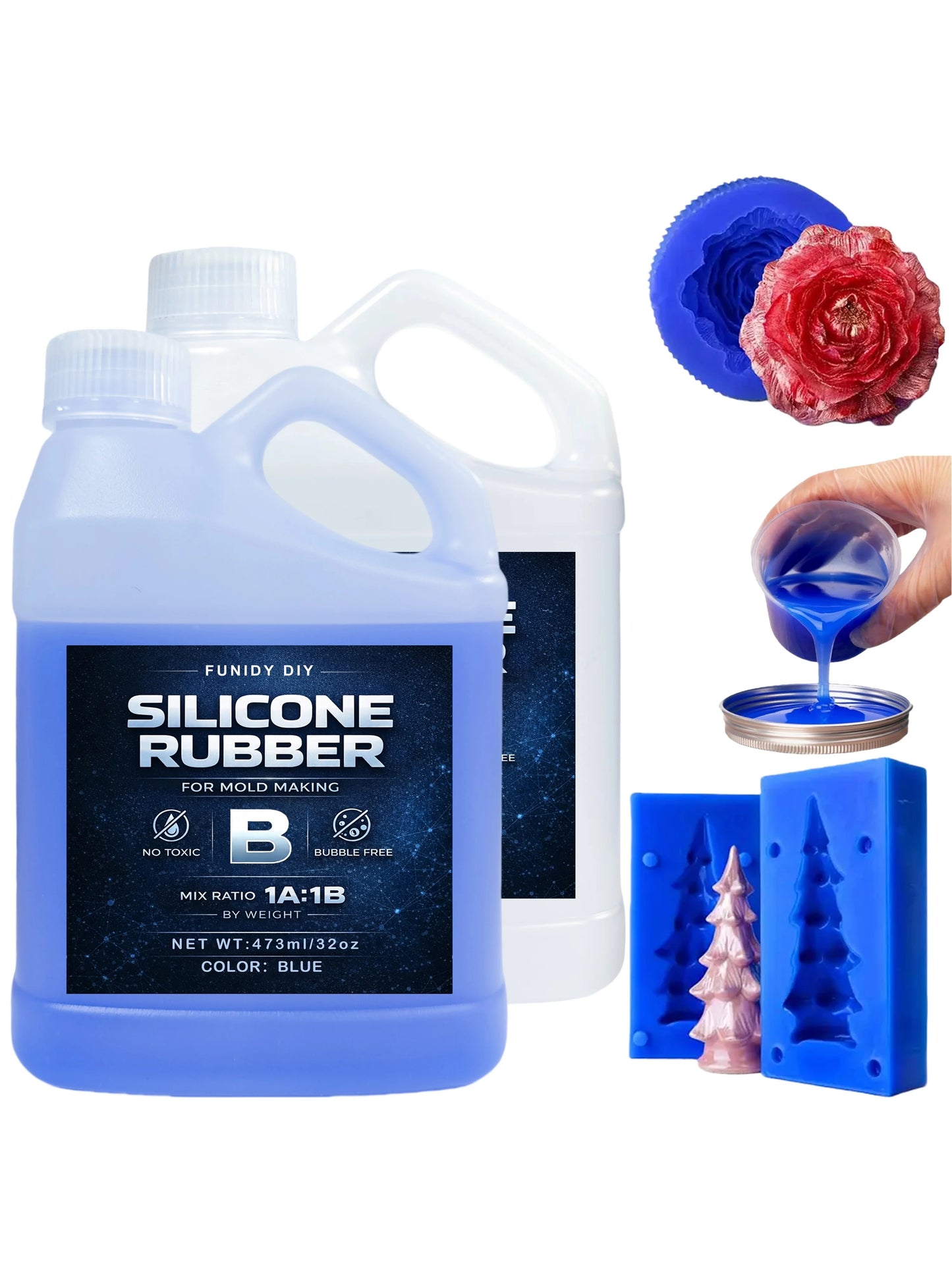 Silicone Mold Making Kit – Super Elastic Liquid Silicone Rubber, 3-Hour Fast Cure for Mold Making