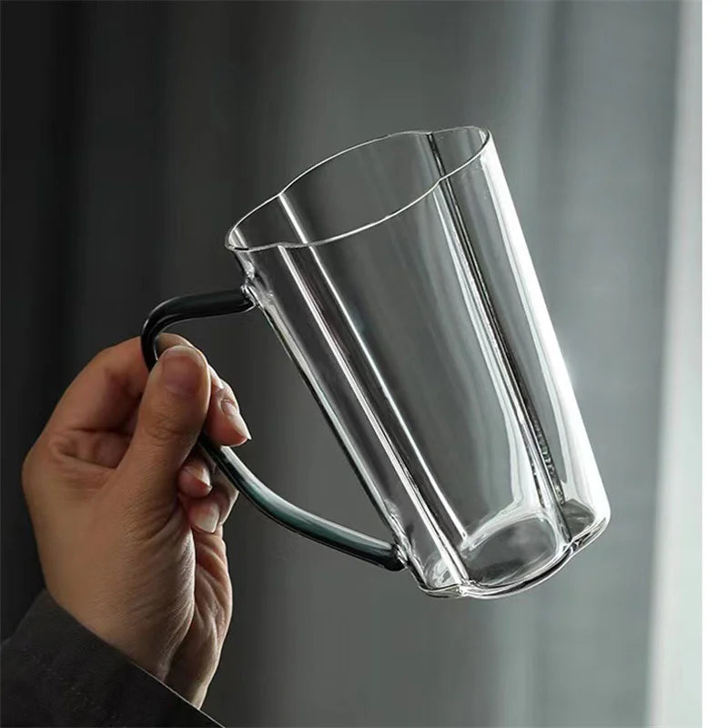 450ML High Borosilicate Glass Tea Cup Coffee Mugs with Handle Breakfast Milk Cup Glass Mugs Brewing Green Tea Tea Set Teaware