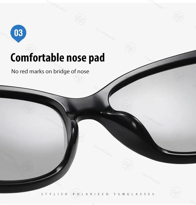Diamond Frame Photochromic Polarized UV400 Fashion Sunglasses for Women Travel Glasses