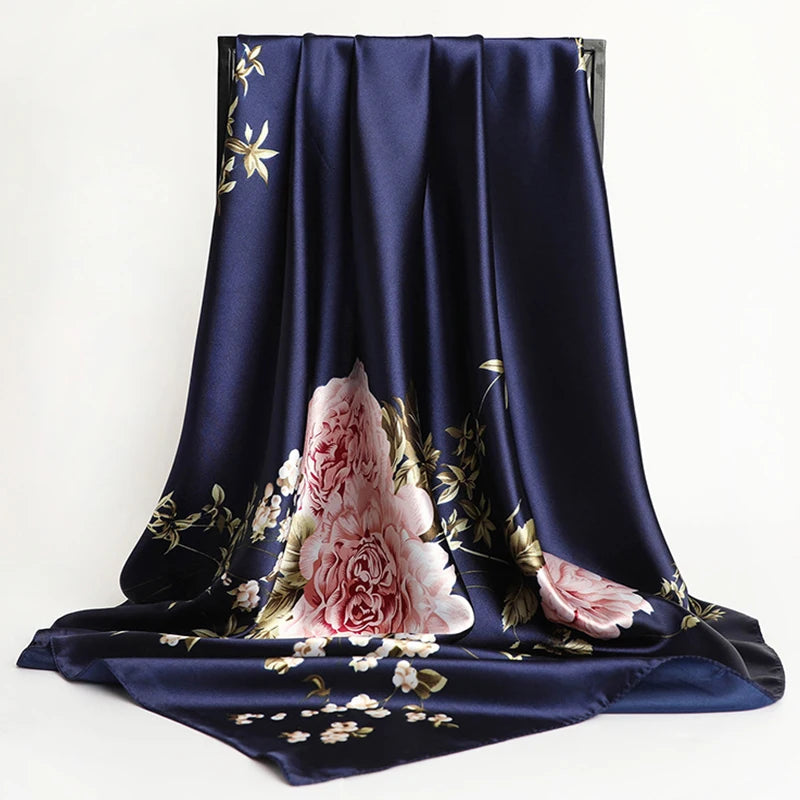 Square Women Scarves Silk Office Ladies Hair Neck Bandanna Headband Foulard Headcloth Muslim Headscarf Female muffler