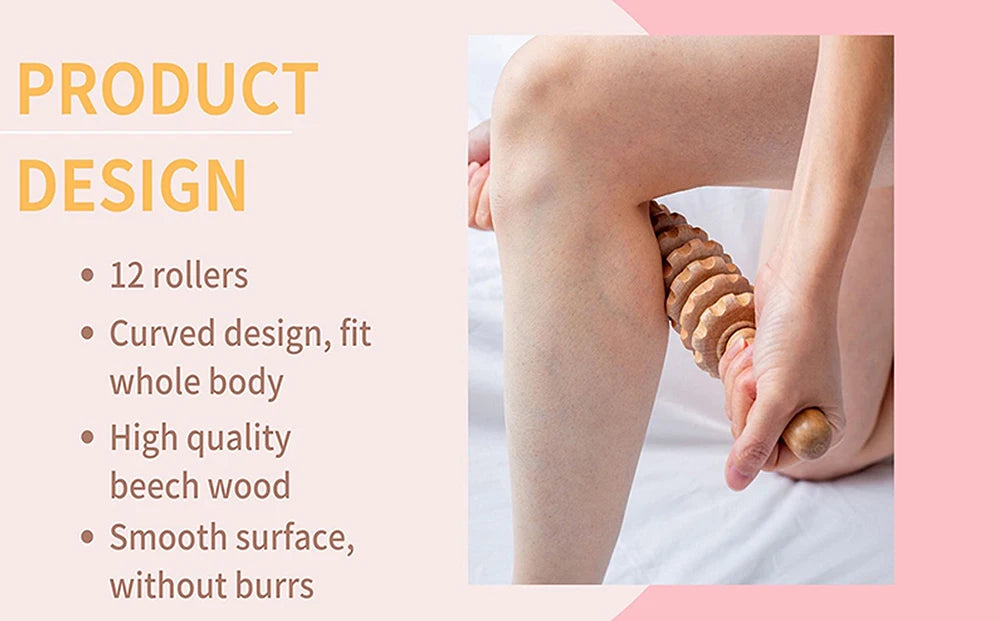 1 PC Wood Bendable Massage Roller Wooden Therapy Massager Tools,Lymphatic Drainage,Cellulite Trigger Point Manual Muscle Release