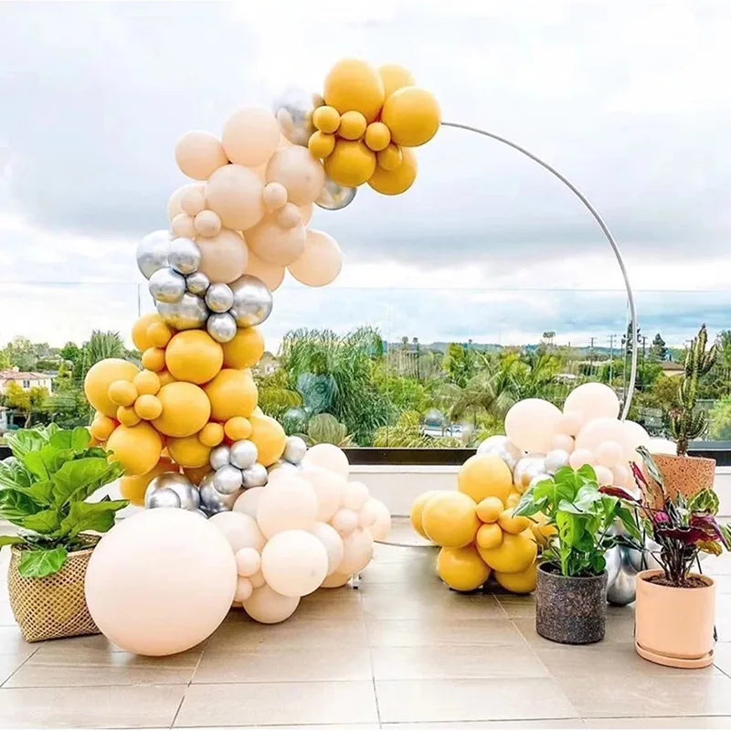 Metal Circle Stand Wedding Arche Round Balloon Arch Flower Gold Background Arch DIY Frame Birthday Party  Shower Decoration