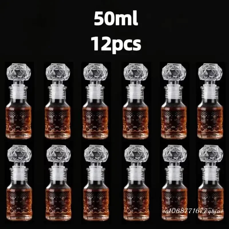 50ml 100ml 6pcs 12pcs Whisky Glass Liquor Bottle French Carved For Alcohol Wedding Gifts Wine Mini Container Storage Favour Set