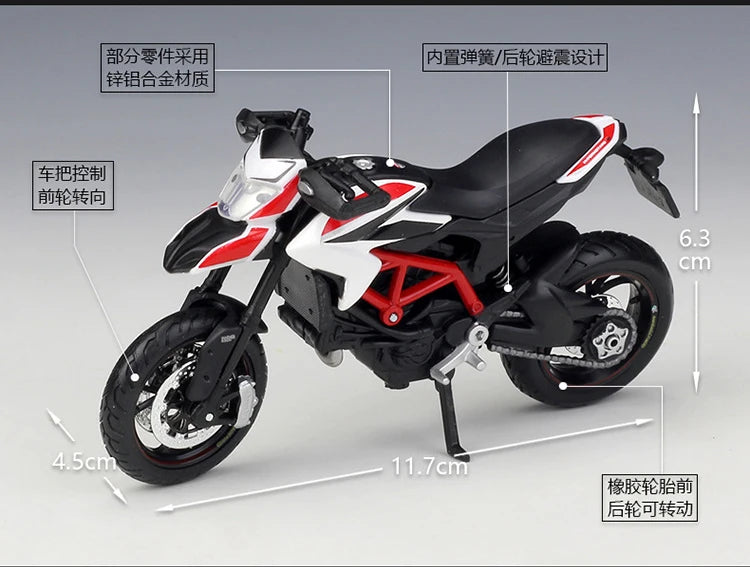 1 18 Scale Ducati Hypermotard SP Diecast Motorcycle Model