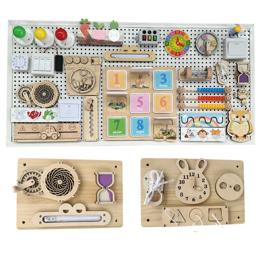 Montessori Busy Board DIY Accessories Wooden Toys Busyboard Fine Motor Skills Activity Board Educational Toys for