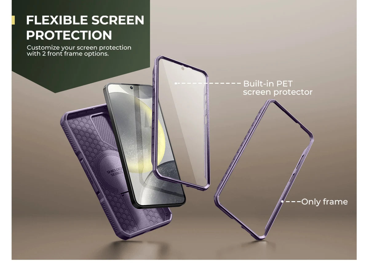 For Samsung Galaxy S25/S25 Plus/S25 Ultra Shockproof Case with Built-in Sliding Camera Cover Built-in Screen Protector Kickstand