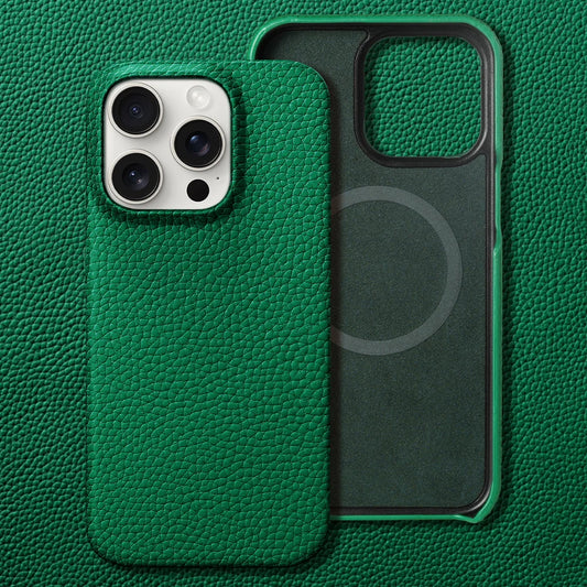 for Magsafe Case for iPhone 15 16 Pro Max Promax 16Pro Natural Cowhide Lychee Leather Protector Luxury Phone Back Cover