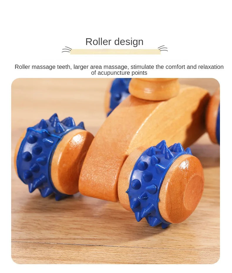 Wooden Massage Roller Therapy Body Massager Foot Face Shoulder Neck Hand Push Roller Massager Body Soothing Massage Tool