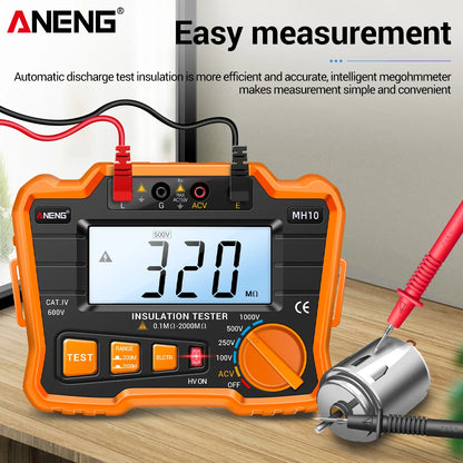 HD Digital Insulation Resistance Gauge Ohmer Testers 1000V Megometer Megohmmeter Ohm Test Auto Range Backlight Meters