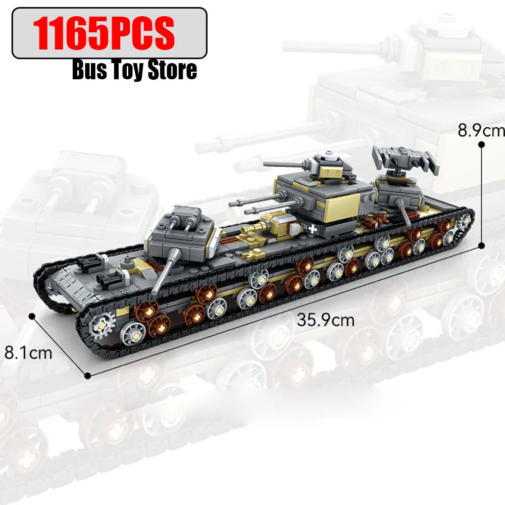 BMPT Terminator Tank KV-2 T-34 Tiger I WW2 Military Classic Model Building Blocks Bricks Boy  Toys for Christmas Gifts