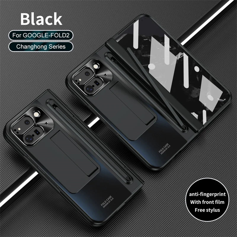 Electroplated Frosted lens Protection Tempered Glass Film Phone Case for Google Pixel 9 Pro Folding Hinge Phone Case