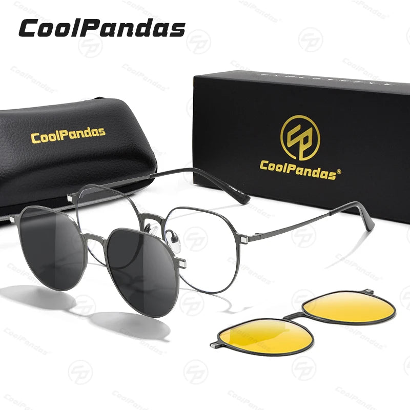 3 In 1 Magnetic Clip On Polarized Sunglasses UV400 Anti Blue Light Night Vision Glasses for Men Women