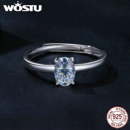 1CT Oval Cut Moissanite Wedding Ring For Women 925 Sterling Silver Platinum Plate Diamond Cut Luxury Women Engagement Ring