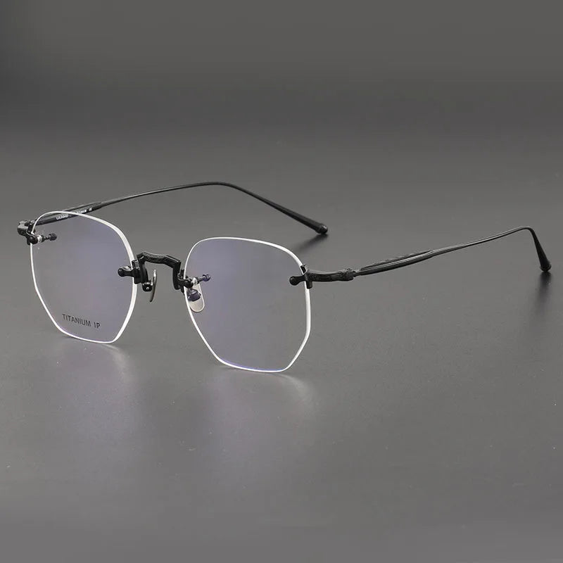 Luxury Lightweight Titanium Rimless Polygonal Eyeglasses Frames
