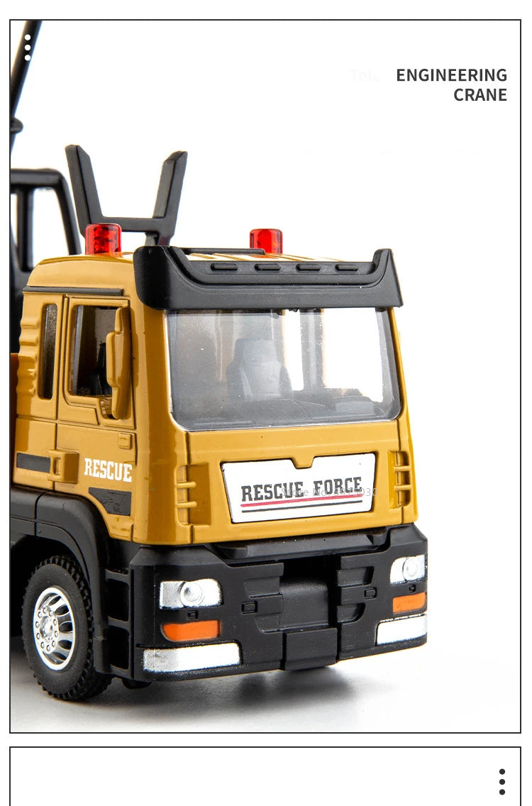 1/32 Crane Truck Alloy Car Model Diecast Metal Toy Simulation Engineering Vehicles with Sound and Light Model