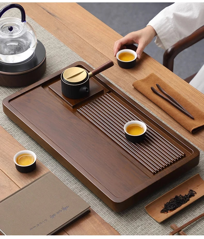 Tea Tray Household Solid Wood Tea Brewing Table Light Luxury High-End Tea Tray Kung Fu Tea Set Office Desk Wooden Tray