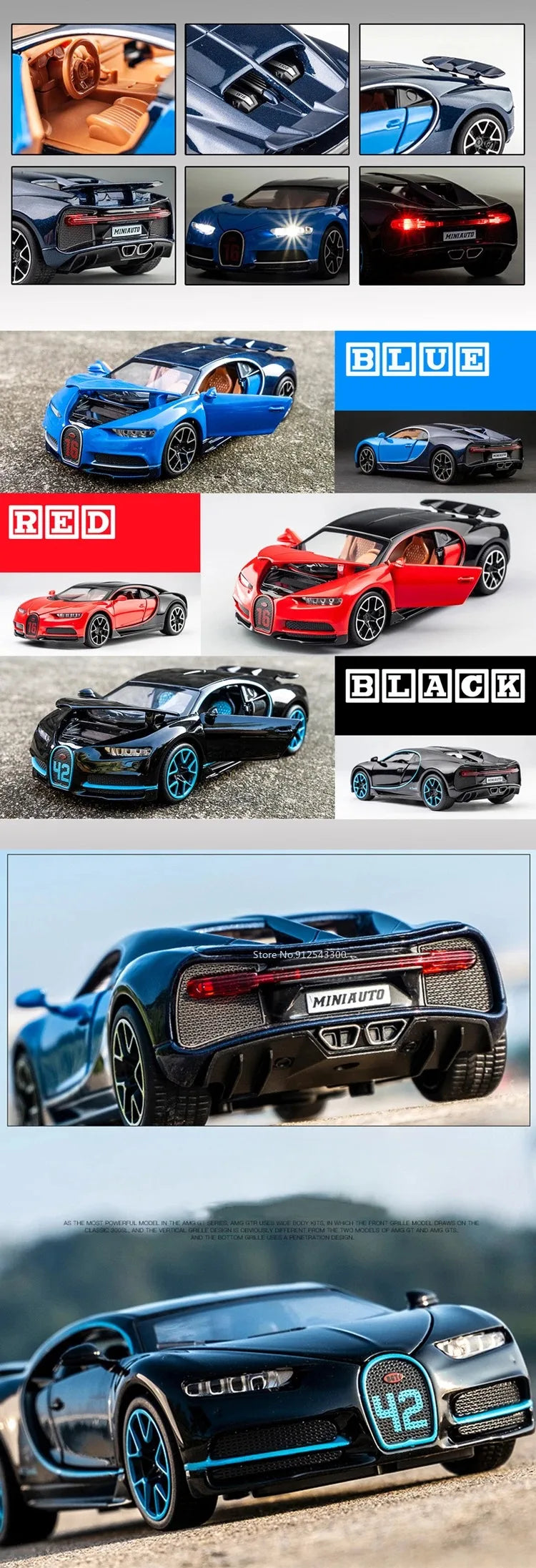 1:32 Scale Tourbillon Chiron Toy Sports Car Model Diecast Metal Sound Light Pull Back Simulation Vehicle Models Ornaments Gift