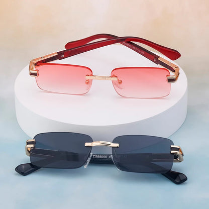 Rimless Sunglasses Rectangle Vintage Sunglasses Women Retro Square Fashion Glasses