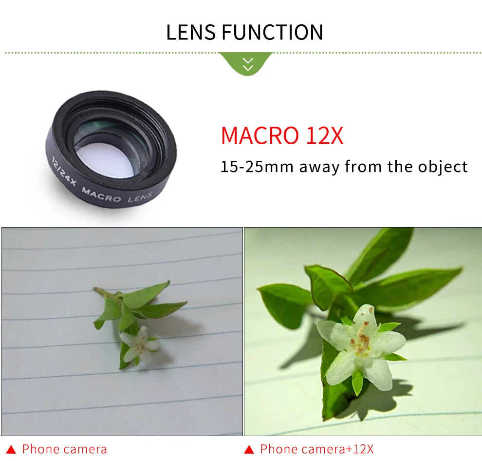 12X 24X Super Macro Smartphone Lens with Universal Clip