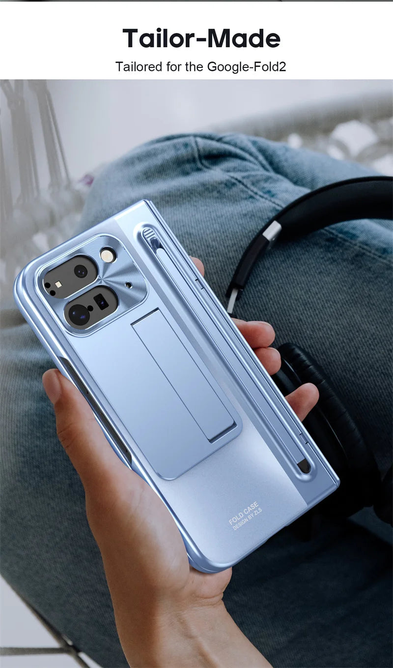 Electroplated Frosted lens Protection Tempered Glass Film Phone Case for Google Pixel 9 Pro Folding Hinge Phone Case