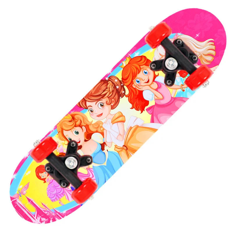 Cartoon Four-wheel Skateboard  Beginner Skateboards Maple Wood Deck Skate Board Outdoor Double Rocker Skateboard
