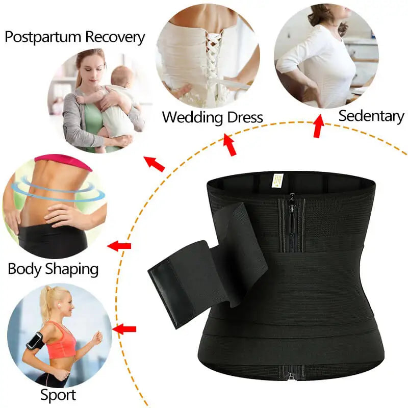 9 Steel Bones Waist Trainer Body Shaper Adjustable Belly Tummy Control Snatch Me Up Wrap Stretch Bands Slim Body Shaper Women