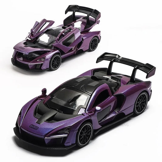 1/32 Diecasting Alloy Senna Sports Car Models Toys Simulation Vehicles with Sound Light Pull Back Supercar Toys