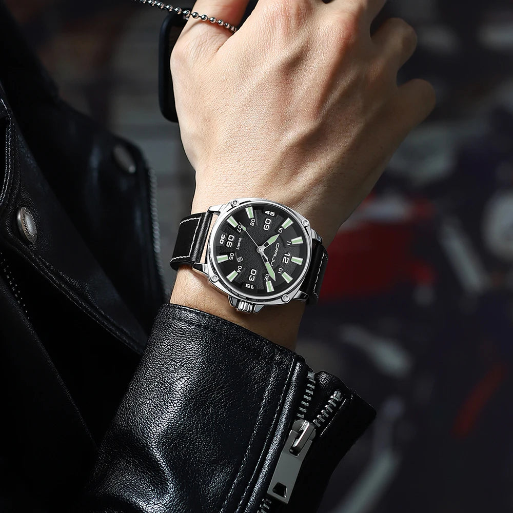 Simple Fashion Thin Date Wristwatches Male Luxury Design Breathable Leather Watches Men's Quartz Clock