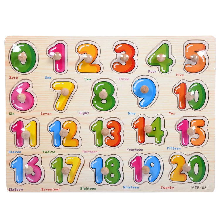 Montessori Wooden Puzzles Hand Grab Boards Toys Tangram Jigsaw  Educational Toys Cartoon Vehicle Animals Fruits 3D Puzzles