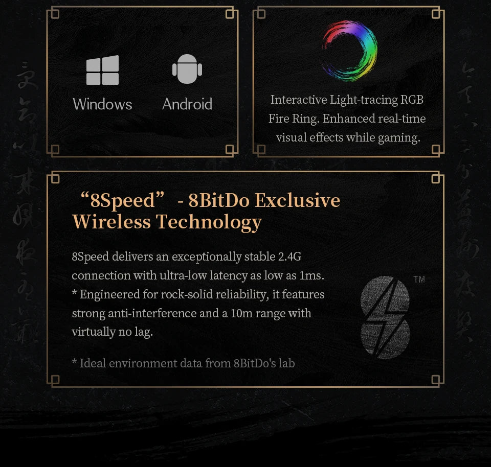 Wireless Gaming Controller with TMR Joysticks Motion Control and Charging Dock for PC and Android