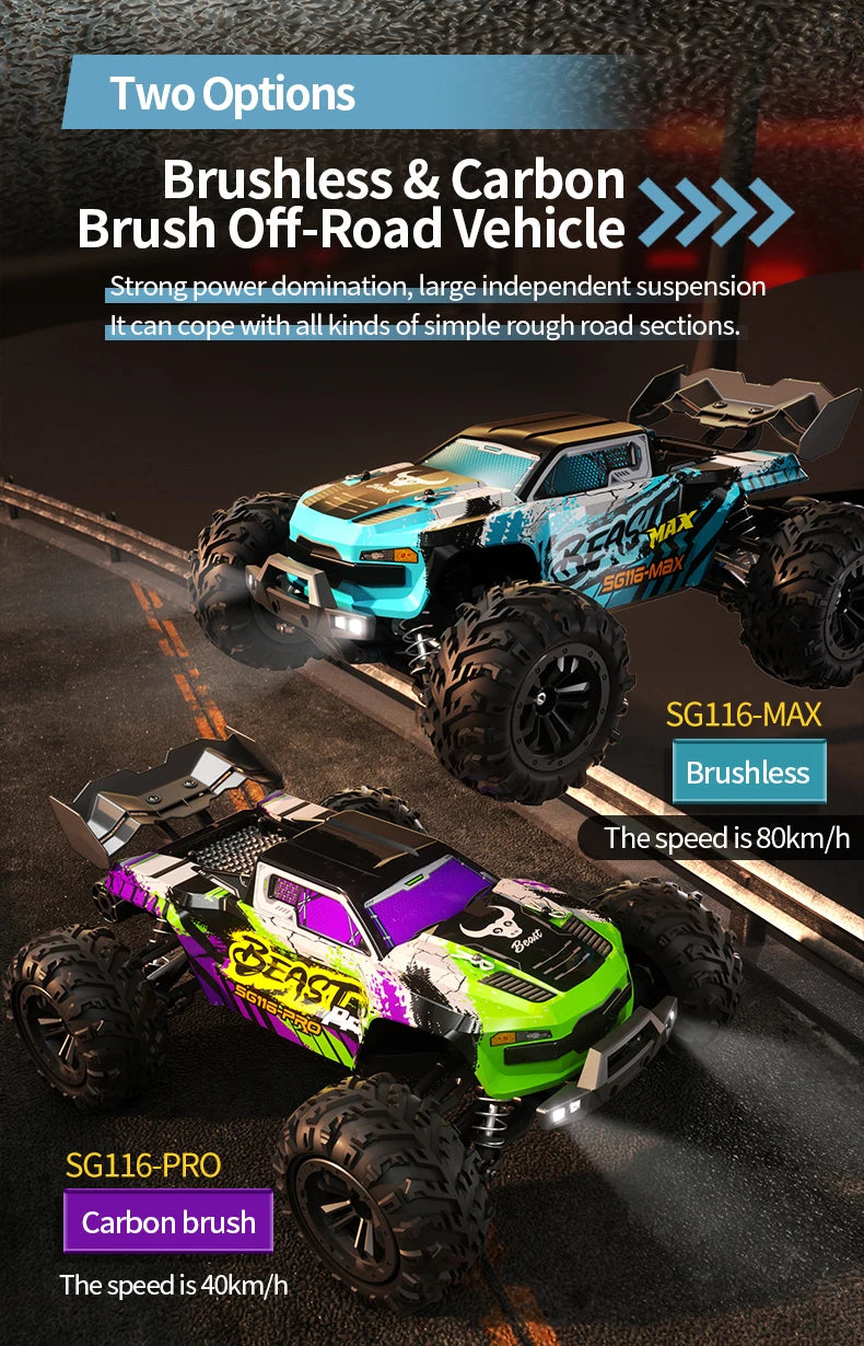 ZLL SG116 MAX/PRO 1:16 High Speed Drift Racing 80KM/H Or 40KM/H Brushless Motor 4WD RC Car Off Road Car Toys