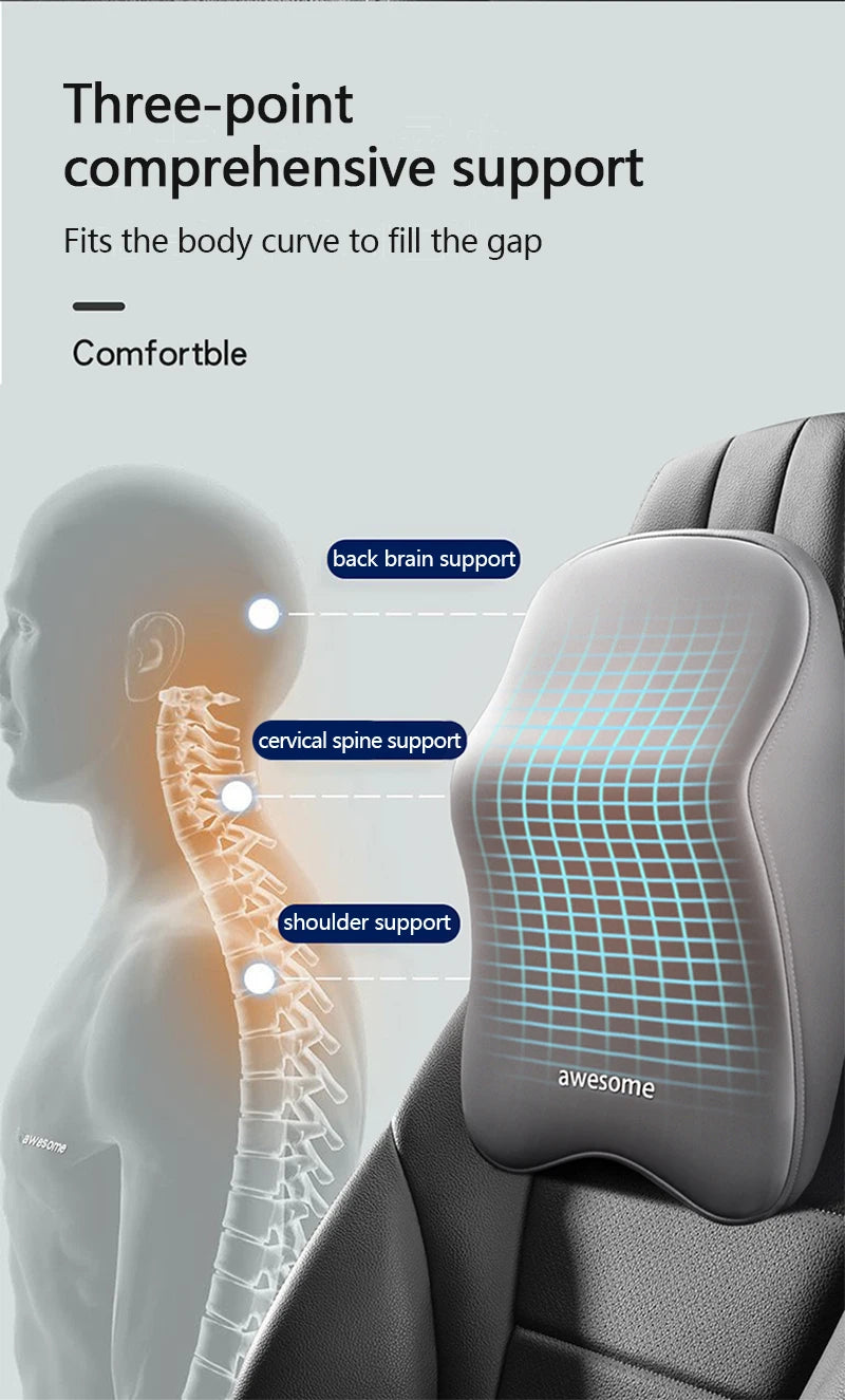 Car Lumbar Back Support Headrest Neck Pillow Memory Foam Lumbar Pillow Universal Soft Neck Pillows Cushion Car Supplies