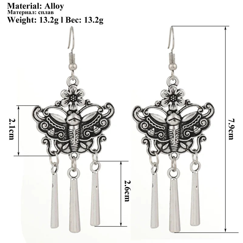 Statement Bohemian Vintage Ethnic Big Round Drop Earring Long Carved Flowers Drop Earrings For Women