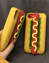 INS Cute Cartoon Funny Hot Dog Sausage 3D Vivid Phone Case For iPhone 16 15 14 13 Pro Max Plus Creative Soft Back Cover
