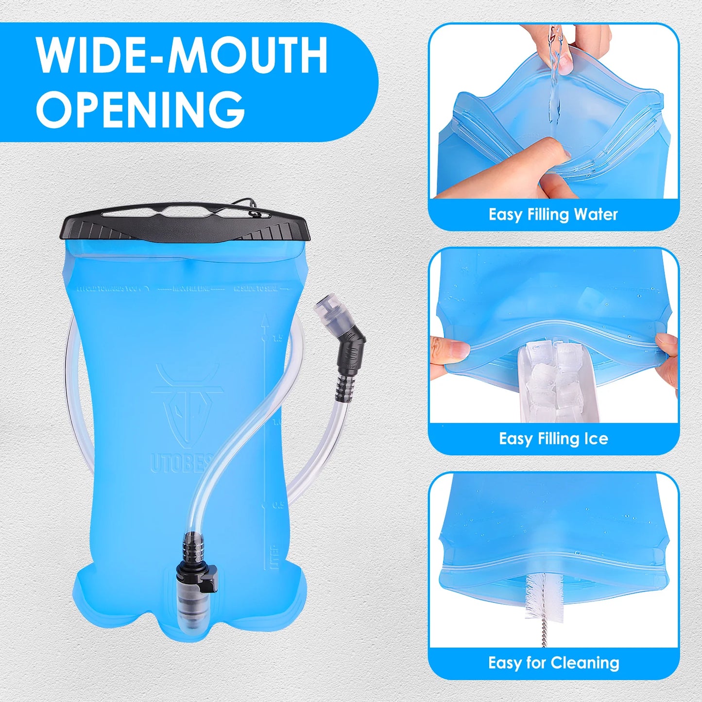 1.5L Water Bladder Hydration Reservoir Pack TPU Water Storage Bag for Cycling Running Backpack