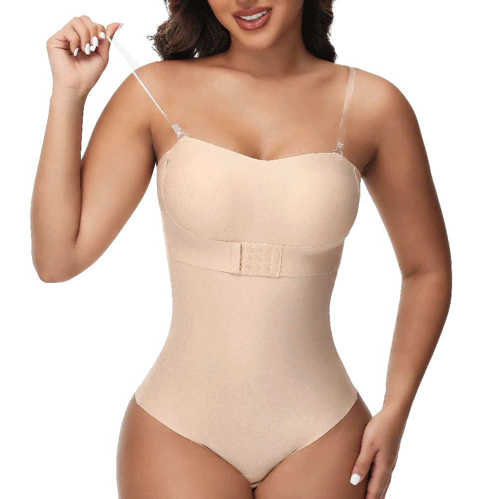 Strapless Thong Bodysuit for Women – Plus Size Tummy Control Shapewear