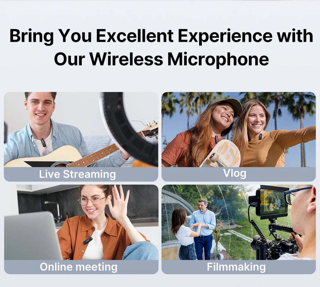 Wireless Lapel Microphone for iPhone Android Type-C Smartphone DSLR Camera PC Laptop Youtube Recording Streaming BY-WM3T2
