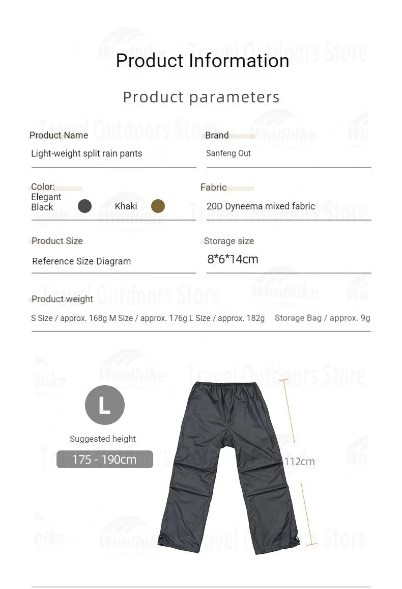 Lightweight Waterproof Hiking Rain Jacket and Pants Set with Hood