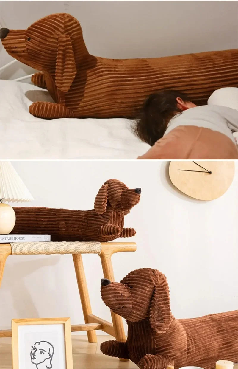 Long Sausage Dog Body Pillow Dachshund Stuffed Doll Large Dog Decorative Body Pillow Sleeping Back Cushion Livingroom Decoration