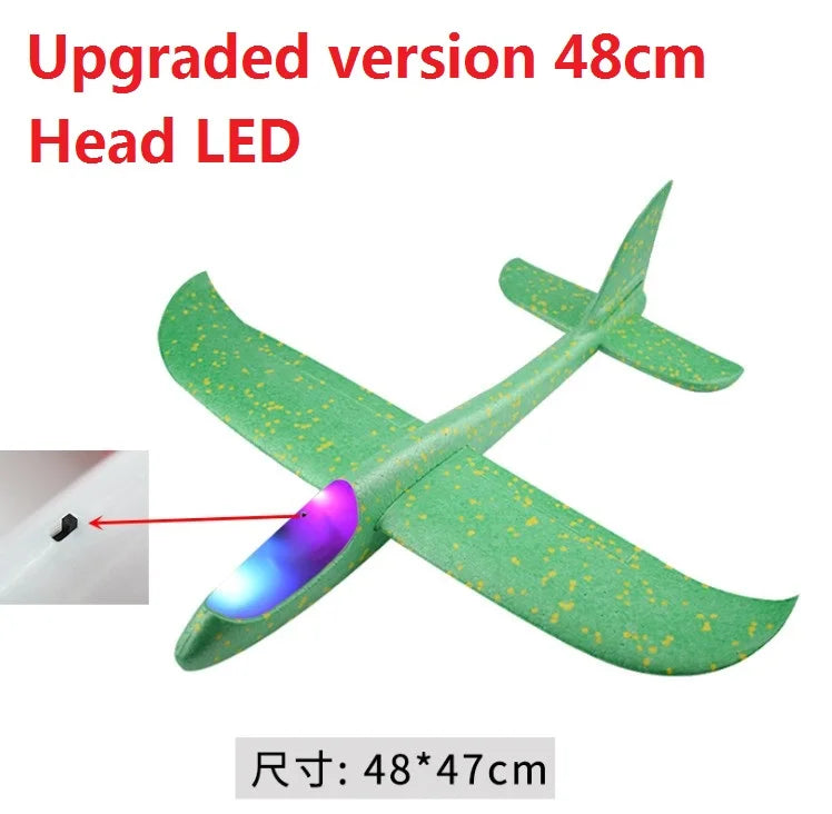 48cm LED DIY Kids Toys Hand Throw Flying Glider Planes Foam Aeroplane Model Party Bag Fillers Flying Glider Plane Toys Kids Game