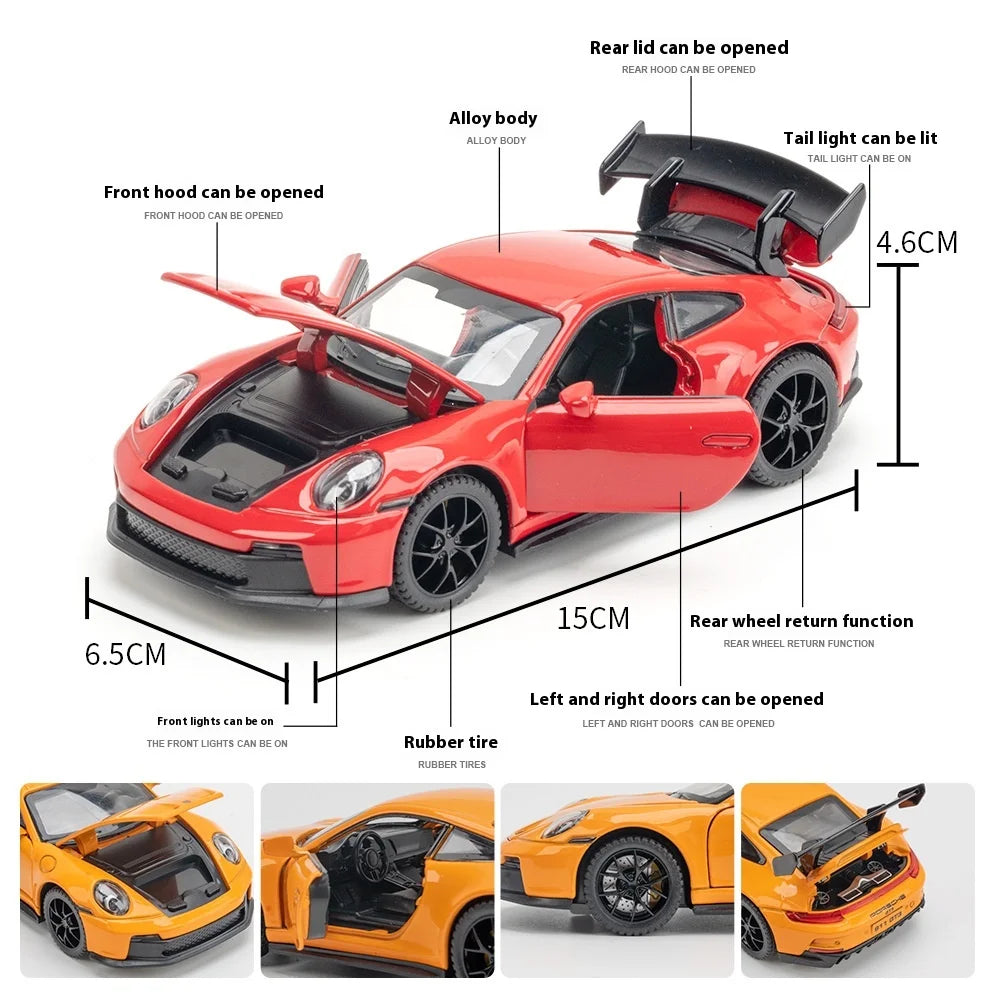 1:32 911 GT3 RS Alloy Diecast Racing Car Model Car Central Control Ornaments Auto Accessory Collect Present For Boys Toys
