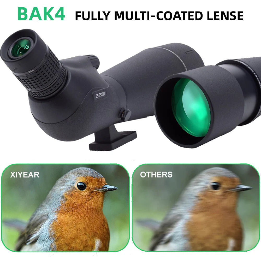 25-75x80 Telescope Spotting Scope Large Field Powerful Zoom Monocular With Phone Adapter Tripod For Bird Watching Camping