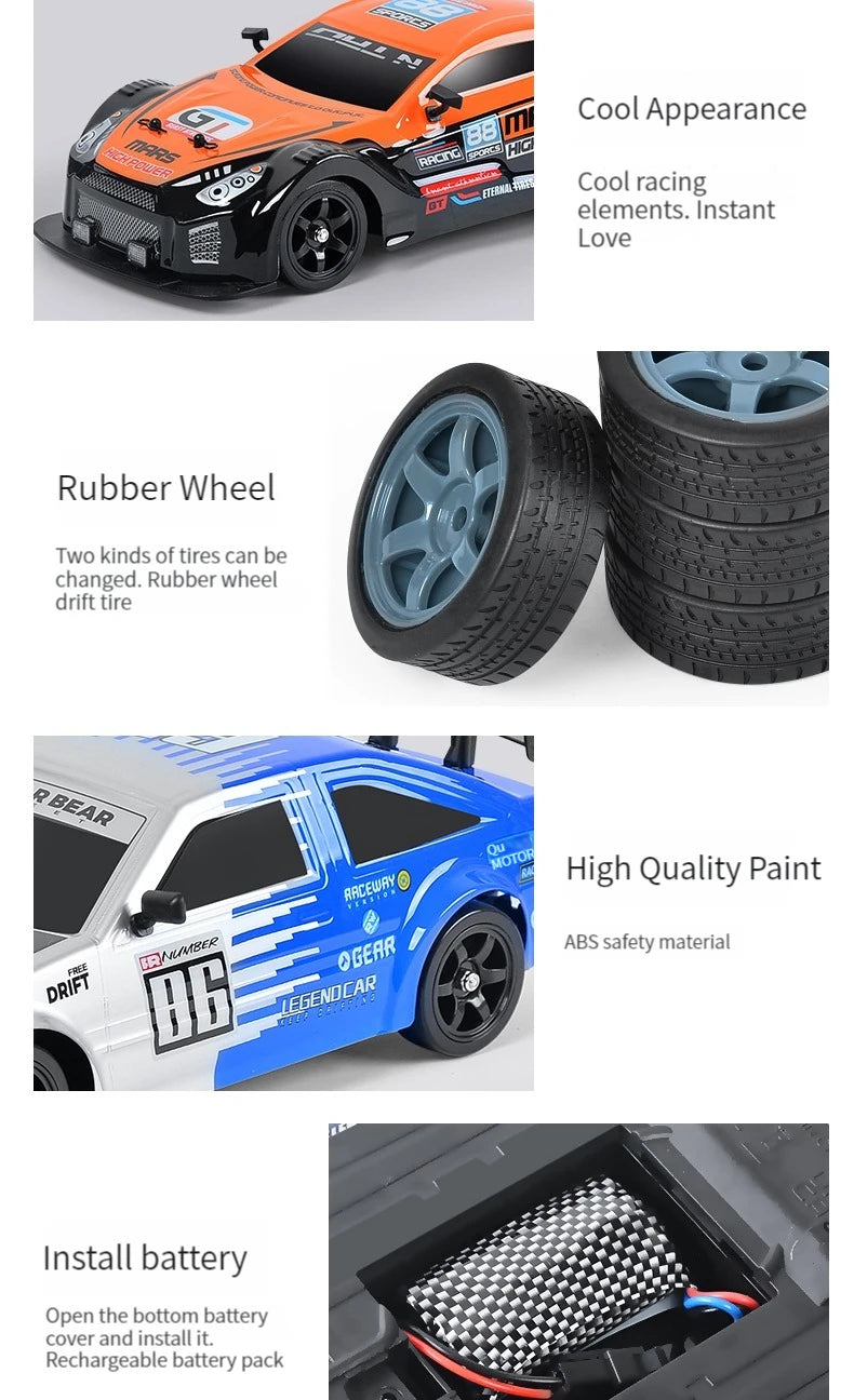 AE86 RC Drift Car 1 to 16 Scale 4WD High Speed Racing Car With Light And Spray