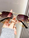 Rimless Designer Sunglasses Women Trendy Luxe Fashion Sunglasses Men Vintage Glasses Lentes De Sol Mujer Lunette Soleil Femme