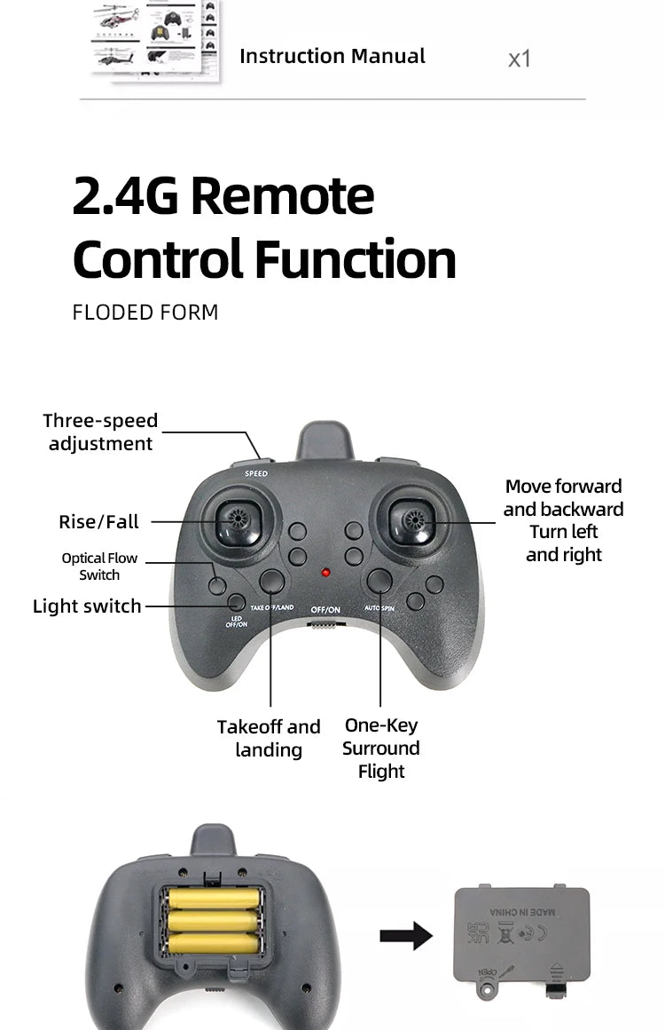 Remote Control Single Rotor Military Helicopter With Optical Flow Positioning