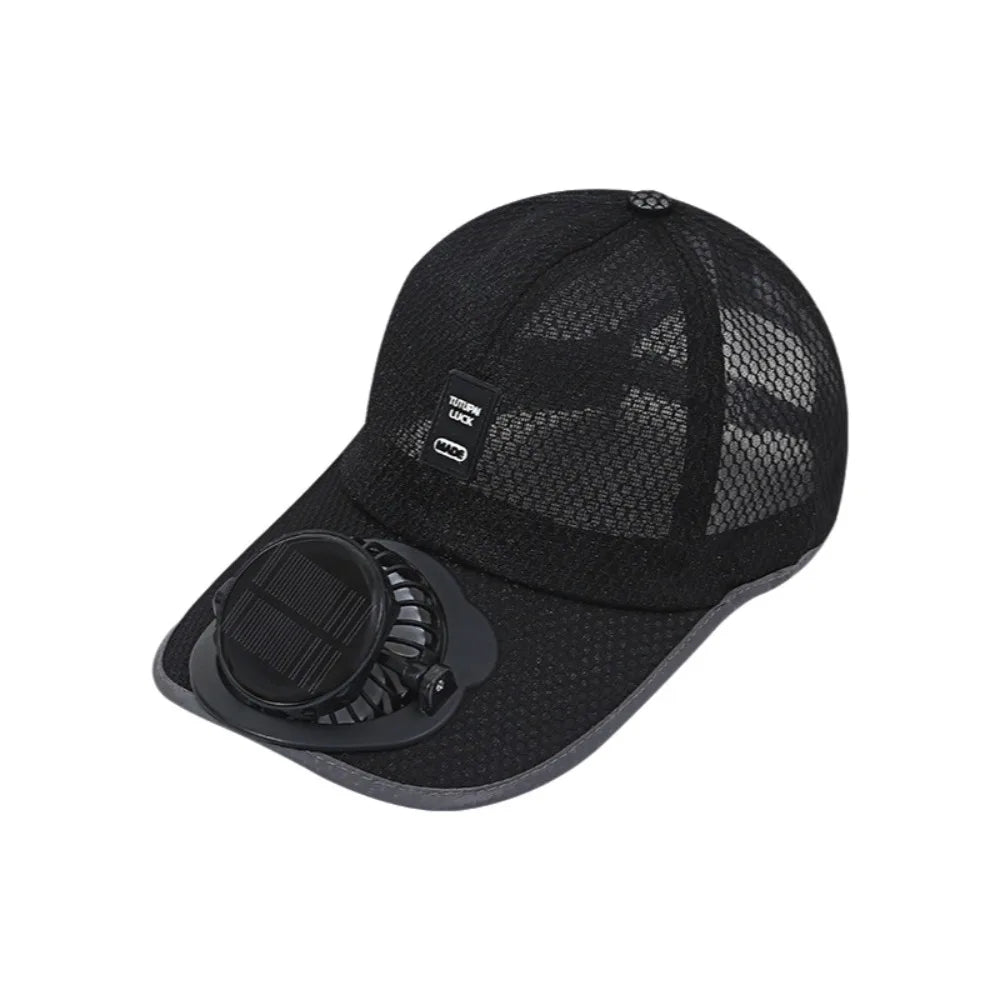 Solar Fan Baseball Cap With Rechargeable Battery