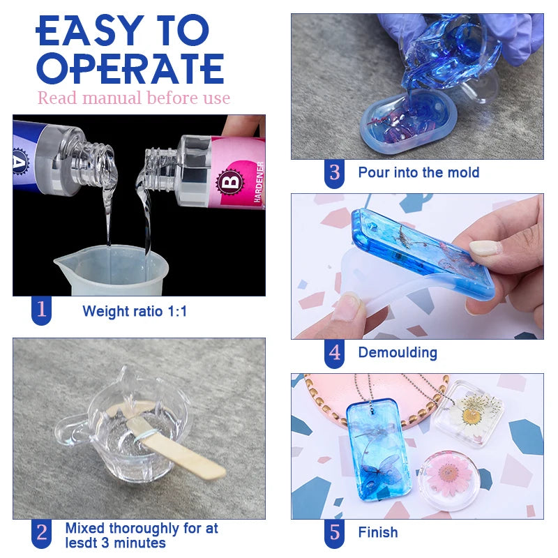 1:1 Crystal Clear Epoxy Resin Kit – High Gloss Bubble-Free Art Resin for Casting & Jewelry DIY