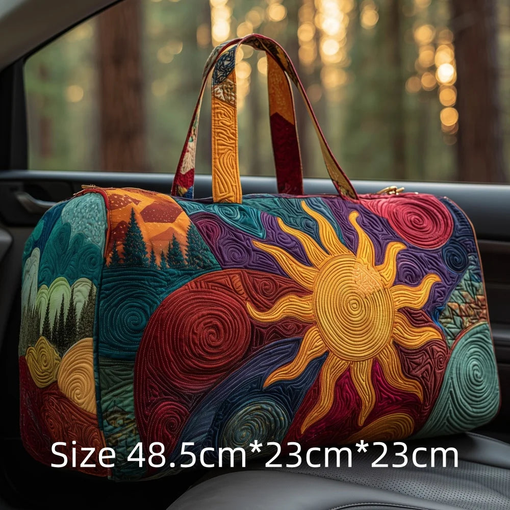 Hot Sale 3D Quilted Bag for Women Colorful Sun Pattern Travel Tote Bag Desert Cactus Forest Print Weekender Overnight Beach Bag